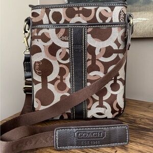 Vintage Coach Op Art Swingpack bag Brown & Tan Y2K
